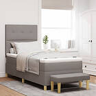 vidaXL Boxspring-säng med madrass och bänk Taupe 90x200 cm tyg