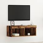 vidaXL TV-väggskåp med LED-lampor, gammalt trä, 80x30x30 cm