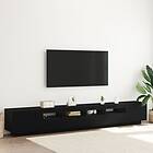 vidaXL TV-bänk med LED-lampor, svart ek, 260x35x40 cm, tillverkad av konstruerat