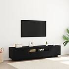 vidaXL TV-bänk med LED-lampor, svart ek, 180x35x40 cm, tillverkat av trä