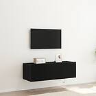 vidaXL TV Vägskåp med LED-belysning Svart Ek 100x35x31 cm