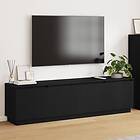 vidaXL TV-bänk med LED Svart Ek 180x38x49 cm Konstruerat trä