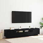 vidaXL TV-bänk med LED-lampor, svart ek, 200x35x40 cm, konstruerat trä
