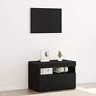 vidaXL TV-bänk med LED-lampor, svart ek, 60x35x40 cm, tillverkad av trä