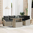 vidaXL Trädgårdsoffaset Set om 6 Beige Rattan Trädgårdsoffaset