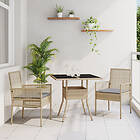 vidaXL 3-delat trädgårdsmatset beige poly rattan