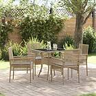 vidaXL 5-delat trädgårdsdining-set beige poly rotting