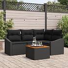 vidaXL 5 Delars Trädgårdsofa Set Med Kuddar Svart Poly Rattan Akacia
