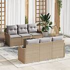 vidaXL 7-delat trädgårdsoffaset med kuddar beige poly rattan