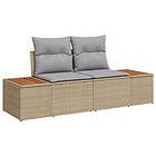 vidaXL 9 Delars Trädgårdsoffset med Kuddar Beige Poly Rattan