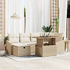 vidaXL 7-delat Trädgårdsoffset med Kuddar Beige Poly Rotting