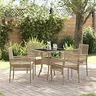 vidaXL 5-delat Trädgårdsset Beige Poly Rattan