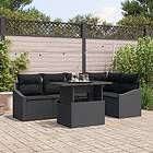 vidaXL Trädgårdsoffset Set om 6 Svart Polyeten-rotning Trädgårdsoffor
