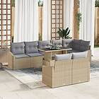 vidaXL 9-delat trädgårdsoffaset med kuddar Beige Poly Rattan