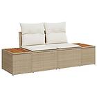 vidaXL 2-sits trädgårdsoffa med kuddar Beige Poly Rattan