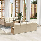 vidaXL 8-delat Trädgårdsoff-set med kuddar Beige Poly Rotting