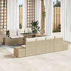vidaXL Trädgårdsoffset Set om 8 Beige Poly Rattan Utemöbelbord