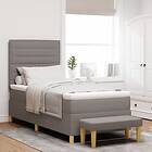 vidaXL Box våningssäng med madrass & bänk Taupe 90x200 cm Tyg