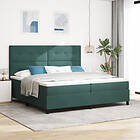 vidaXL Boxspring-säng med madrass Mörkgrön 200x200 cm Sammet