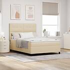 vidaXL Box Spring Säng med Madrass Cream 160x200 cm Tyg