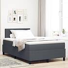 vidaXL Boxspring-säng med madrass Mörkgrå 120x200 cm Kordtäckta tyg