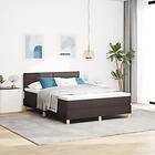 vidaXL Sängbotten med madrass & LED Mörkbrun 140x190 cm Tyg