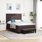 vidaXL Boxspring-säng med madrass & bänk Mörkbrun 140x200 cm Tyg