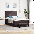 vidaXL Box Spring Säng med Madrass & Bänk Mörkbrun 140x200 cm Tyg