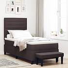 vidaXL Box Spring Bed med madrass & bänk mörkbrun 100x200 cm tyg