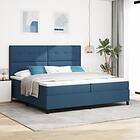 vidaXL Box Spring Säng med Madrass & LED Blå 200x200 cm Tyg