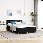 vidaXL Box Spring Säng med Madrass Svart 140x200 cm Tyg