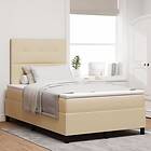 vidaXL Boxspring Säng med Madrass Crème 120x200 cm Tyg