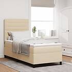 vidaXL Boxspring-säng med madrass Creme 90x200 cm Tyg