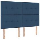vidaXL Boxfjädersäng med madrass & bänk Blå 140x200 cm Tyg