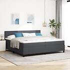 vidaXL Box Säng med Madrass Mörkgrå 200x200 cm Kordflorsduk