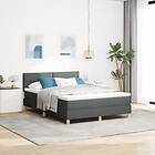 vidaXL Boxspring-säng med madrass Mörkgrå 160x200 cm Tyg
