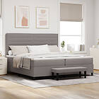 vidaXL Boxmadrass med madrass & bänk taupe 200x200 cm tyg