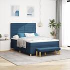 vidaXL Boxspring säng med madrass & bänk blå 140x200 cm tyg