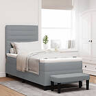 vidaXL Box Spring Säng med Madrass & Bänk Ljusgrå 90x200 cm Tyg