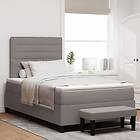 vidaXL Boxspring Säng med Madrass & Bänk Taupe 120x200 cm Tyg