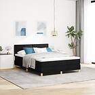 vidaXL Boxspring-säng med madrass Svart 140x200 cm Tyg