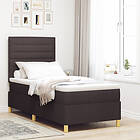 vidaXL Box Spring Säng med Madrass Mörk Brun 90x200 cm Tyg