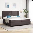 vidaXL Boxspring säng med madrass mörk brun 200x200 cm tyg