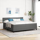 vidaXL Boxspring-säng med madrass Ljusgrå 200x200 cm Corduroy-tyg