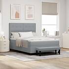 vidaXL Box Spring Säng med Madrass & Bänk Ljusgrå 160x200 cm Tyg