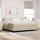vidaXL Boxspring-säng med madrass Ljusgrön Grå 200x200 cm Mjukt tyg