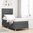 vidaXL Box Spring-säng med madrass Mörkgrå 90x200 cm Tyg