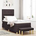 vidaXL Boxspring Säng med Madrass & Bänk Mörkbrun 100x200 cm Tyg