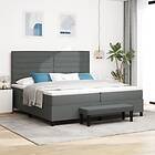 vidaXL Box Spring-säng med madrass & bänk mörkgrå 200x200 cm tyg
