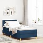 vidaXL Box Spring Säng med Madrass Blå 100x200 cm Tyg